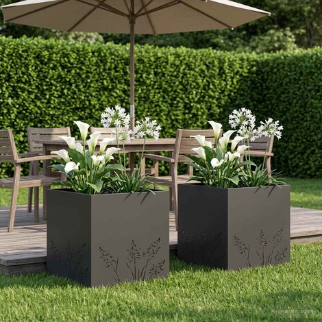 Cache-pot de jardin 2 pc Noir 50 x 50 x 49 cm (1/5)