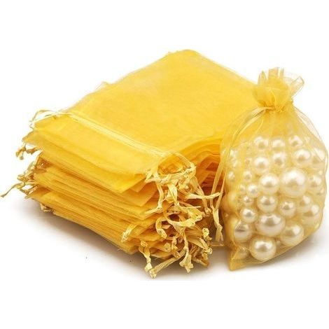 50PCS Sacs Organza,Sachets Pochettes Cadeau en Organza Sac à Bijoux,Sachets pour Lavande pour Bijoux Cadeaux Bonbons Marriage-20x30cm D'or (1/5)