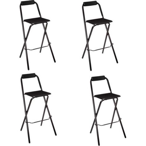 Chaise de bar pliable - Lot de 4 - Noir - Louna - Livraison gratuite (1/5)