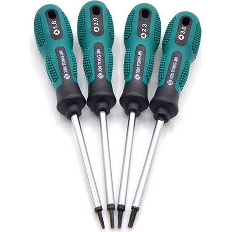 Lot de 4 tournevis triangulaires 1,8 mm, 2,0 mm, 2,3 mm, 3,0 mm, kit de tournevis antidérapant de précision avec outil à main magnétique multifonction (1/5)