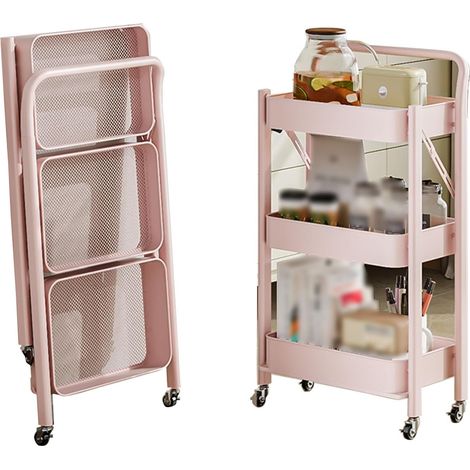 Aucune installation requise, étagère de rangement pliable, qualité export, avec accoudoirs, acier au carbone, rose princesse - [aucune installation nécessaire, ouvrez et utilisez immédiatement] épaiss (1/5)