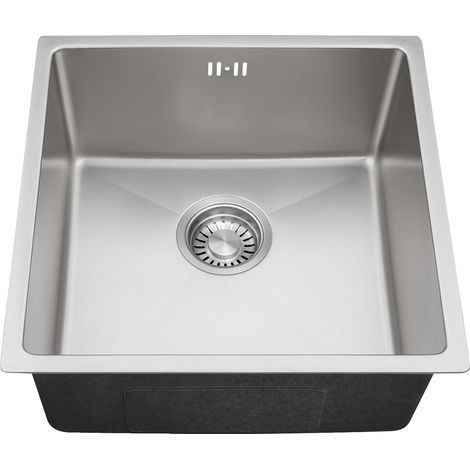 Évier de cuisine, acier inoxydable 304, design sous plan, Acier inoxydable brossé 44x44 (1/2)