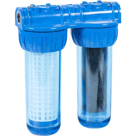 Filtre sous évier Duplex 3/4' – Cartouche polypropylène et charbon actif – Filtration optimale jusqu’à 8 bars – Design compact (1/3)