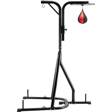 Support de sac de frappe 2 en 1, station de boxe autoportante en acier robuste, charge 65 kg, support de sac de sable et de sac de vitesse à hauteur réglable, pour fitness gym domicile, noir (1/5)