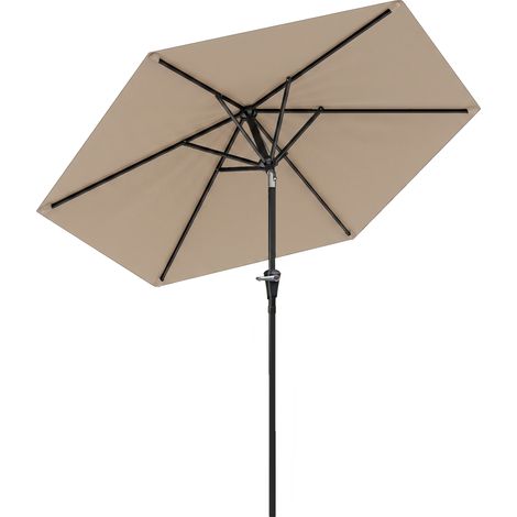 Sombrilla de Jardín Ø230x216 cm Parasol Basculante con Apertura Manual Impermeable para Patio Piscina Caqui (1/5)