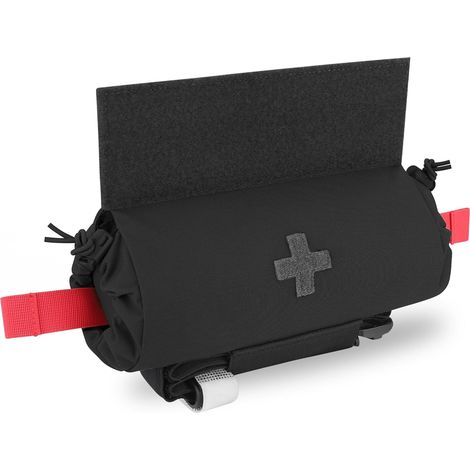 Pochette Tactique de Premiers Secours, Pochette Enroulable pour Sous-Bbdominaux EMT IFAK avec Crochet et Boucle pour Gilet JPC CPC AVS (BK) (1/5)