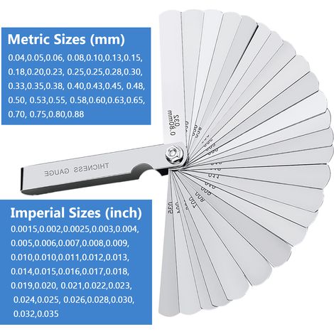 Jeu De Plaquettes D'Épaisseur - Acier Inoxydable - Marquage Dual Impérial Et Métrique - Plages De 0 04 À 0 88 Mm - Pour Réglage Jeux Mécaniques - 1 Pièce (1/5)