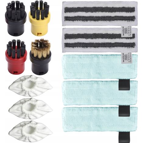 SteamPro 12-in-1 EasyFix Set – Zubehörset für Kärcher SC1–SC5 4 Bürsten + 3 Handpads + 5 Bodentücher Mikrofaser Für EasyFix Dampfreiniger (1/5)