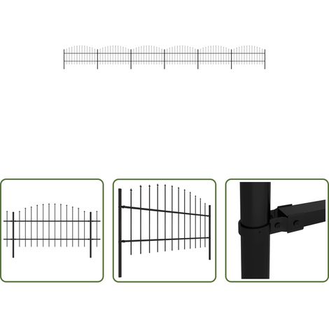 vidaXL Gartenzaun mit Speerspitze -  Gartenzaun mit Speerspitze Stahl 1070 x 100 cm Schwarz (1/5)