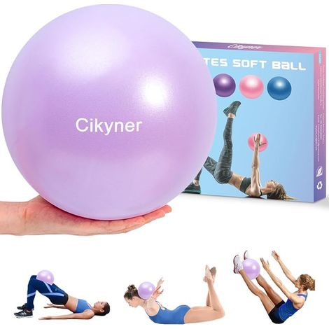 Pilates Ball Soft Small Exercise Ball 23-25cm with Inflatable Straw for Pilates, Yoga, Full Body Training, Improving Balance at Home, Gym (1/3)