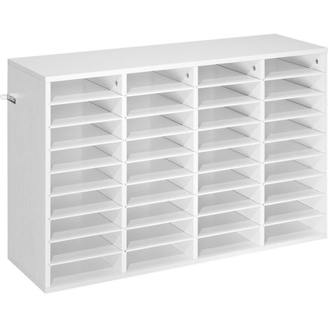 Organisateur de Bureau en Bois, Trieur à 36 Cases avec Étagères Amovibles Blanc (1/2)