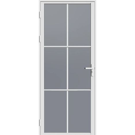 Bloc porte réversible en aluminium et verre trempé fumé - H204 x L73 cm - Blanc - SEROTO (1/5)