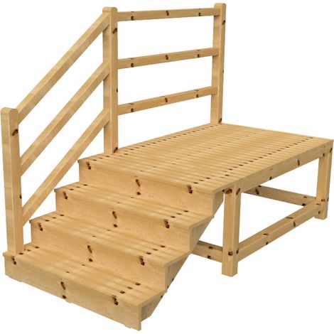 MILANO Außentreppe 4 geschlossene Stufen H71 cm - Podest L189 x B120 cm - Treppengeländer links - Podestgeländer links