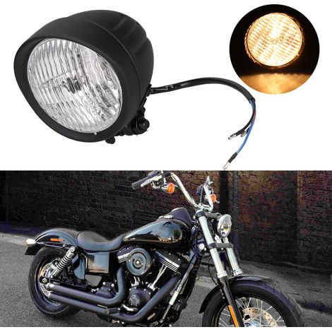 Retro-Motorradscheinwerfer 12V 5 Zoll (schwarzes Gehäuse, klare Linse) Geeignet für alle Retro-Motorräder (1/5)