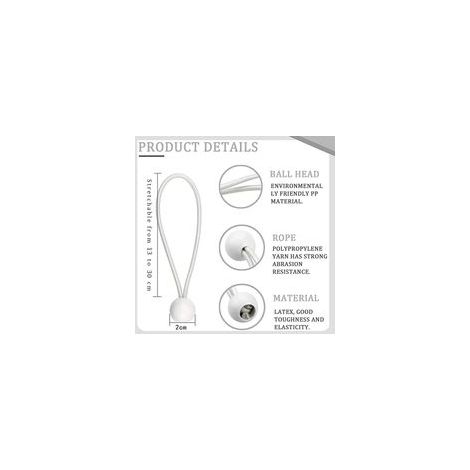 Lot de 50 Tendeur Elastique Cordons Élastiques avec Boules Sandow Elastique Boules Elastiques pour chapiteaux, tentes, bannières et bâches