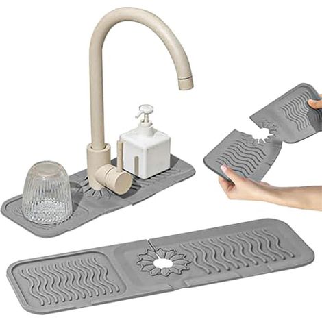 Küchenarmatur-Abtropfmatte, Silikon-Ablaufmatte, Spülbeckenschutz, Armaturenmatte, grau (1/5)