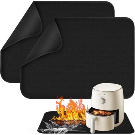 Lot de 2 tapis ignifuges en fibre de verre et silicone, 45 x 38 cm, résistants à la chaleur pour friteuse à air, antidérapants et imperméables (1/5)