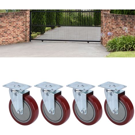 4 roulettes robustes pivotantes à 360° en PU, universelles, pour meubles et chariots de courses, 12,7 cm (5 pouces), capacité de charge unitaire de 113 kg (250 lb). (1/5)