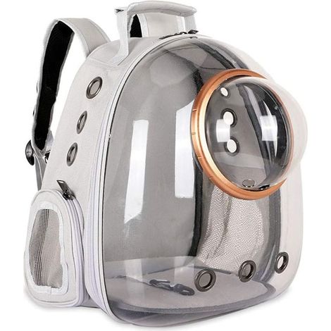 Sac à Dos avec Capsule d'espace pour Animal Domestique de Petite et Moyenne Taille, Transparent, Respirant, résistant à la Chaleur, pour Voyage, randonnée, Marche, Camping (Gris) (1/5)