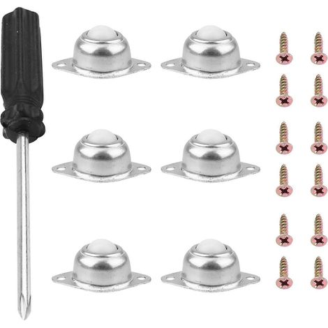 Lot de 6 roulettes à billes en nylon de 1,27 cm (0,5 pouce) pour meubles et chaises, rotation à 360°-4.9X3.3CM-Silver