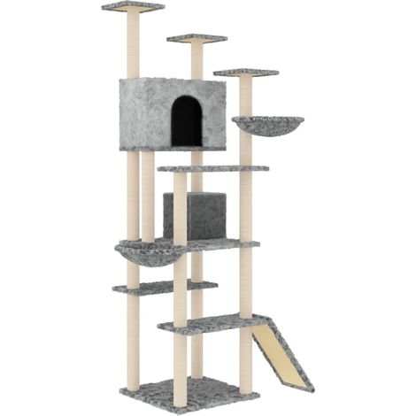 Torre para muebles de árbol para gatos, juguete para trepar, rascador, plataforma para trepar con postes rascadores de sisal ligeros, 191 cm, gris 020022600 (1/5)