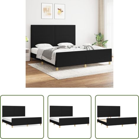 vidaXL Cadre de lit noir - Cadre de lit sans matelas noir 180x200 cm tissu (1/5)