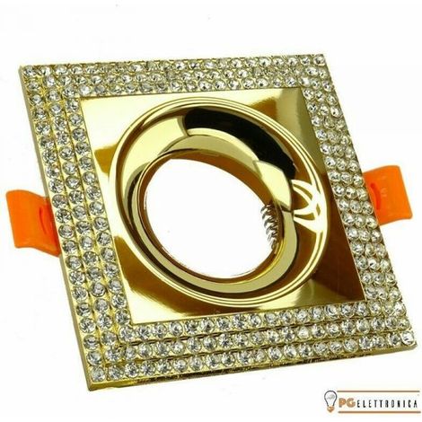 PORTAFARETTO QUADRATO DA INCASSO GU10 MR16 GU5.3 FARETTO CON BRILLANTINI V-TAC Oro Lucido