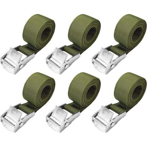 Sangles d'arrimage de 1 m - Lot de 6 Courte Sangle a Cliquet avec Boucle de Serrage 25mm 250kg Sangle Porte Velo, Sangle Moto Extrêmement Robustes (1/4)