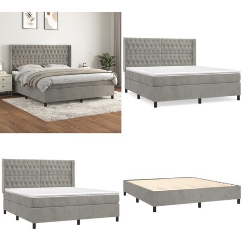 Boxspringbett mit Matratze Hellgrau 180x200 cm Samt - Samtbett - Boxspringbett - Doppelbett - Schlafzimmermöbel - Luxusbett - Home & Living (1/5)