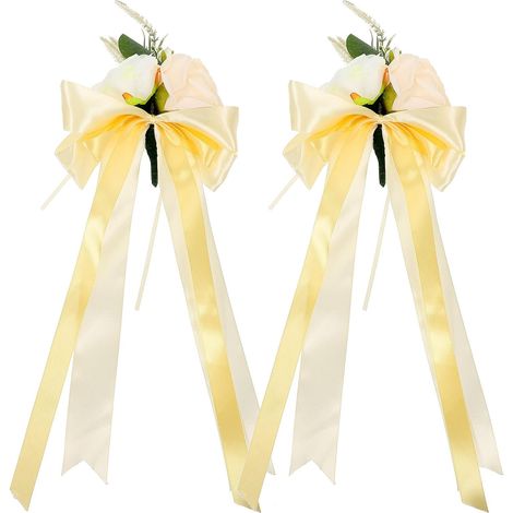 2pcs Bouquets de Roses Artificielles pour Décoration Voiture de Mariage, Fleurs Réalistes, Solide et Élégante pour Décor Romantique Toute Saison (1/5)