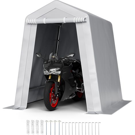 VEVOR Outdoor Storage Shed, 6 x 6 ft Portable Storage Tent with Roll-up Door & Vents, Waterproof Canopy Shed Shelter, Heavy Duty Frame, Patio Garage Carport for Motorcycle, Lawn Mower, Bike, Grey (1/5)