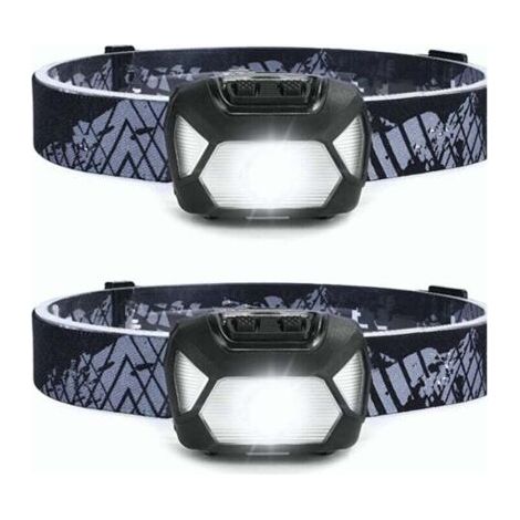 Lampe Frontale LED Rechargeable Puissante, D5000 Super Lumineux Torche Frontale LED 2000Lux Lumière Blanche et Rouge 6 Modes d'Éclairage IPX4 pour Course, Pêche, Cyclisme, Camping - 2 Pcs [Classe éner (1/4)