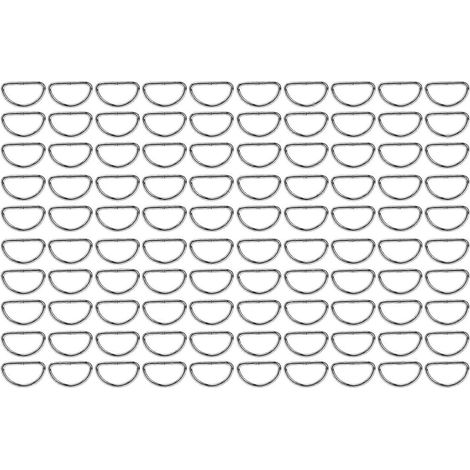 Lot de 100 anneaux en D métalliques argentés pour colliers de chien, sangles de poitrine et accessoires pour valises pour animaux.