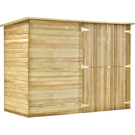 Caseta de jardín caseta de almacenamiento caseta de exterior caseta para herramientas robusta 232 x 110 x 170 cm madera de pino impregnada marrón 020022161