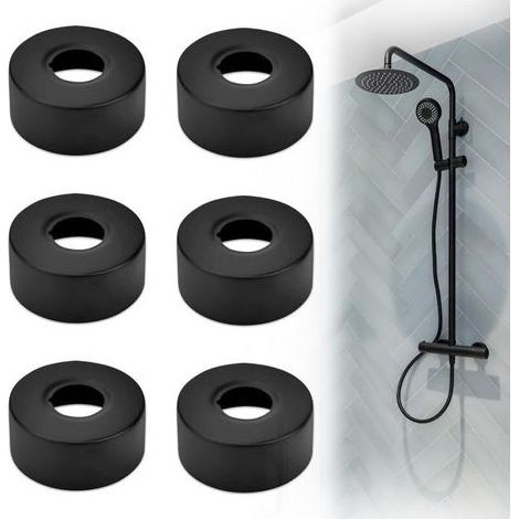 Lntyq 6 Pièces Rosace Mitigeur Douche, Cache Tuyau Plomberie Rosace Robinet en Acier Inoxydable rosace radiateur pour Robinets Tuyau de Douche Radiateur 25 MM(Noir) (1/5)