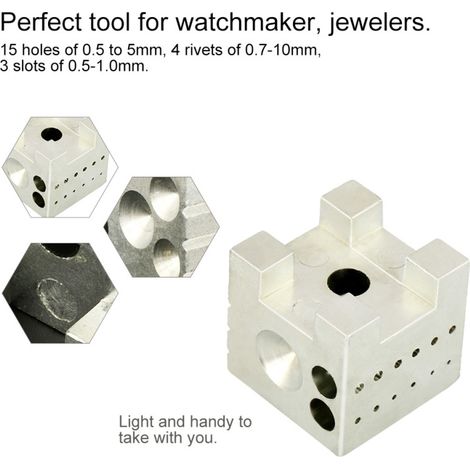 Beyamis Outils de réparation de montres, outils d'horloger, blocs d'acier au carbone pour rivetage, rivets (1/5)