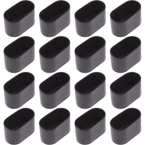 Lot de 16 protège-pieds de chaise, protège-pieds de chaise, protège-sol, couvre-pieds adaptés aux chaises pliantes à tubes ovales, en plastique (16 pièces noires/20x40mm). (1/5)