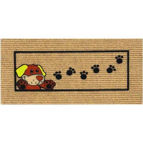 Paillasson Antidérapant Protège-Marches 25x50 Tapis d'entrée Absorbant et Doux Chien - Beige