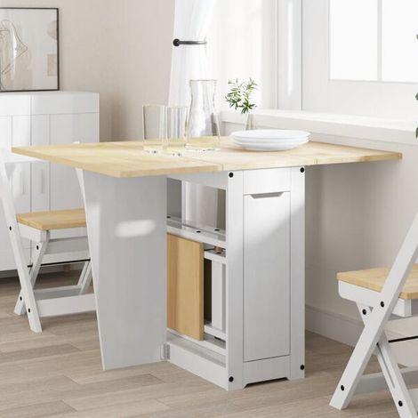 Table Pliante en Bois Massif de Pin Blanc, Design Papillon, Table à Manger Compacte pour Petit Espace (1/5)