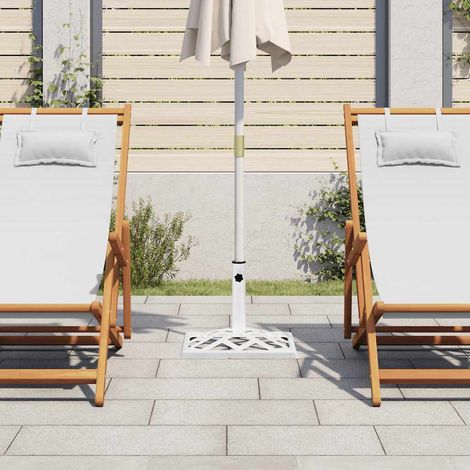 Socle de parasol, Support parasol Robuste de Qualité, Blanc 44x44x31 cm Fonte OIB1538E (1/5)
