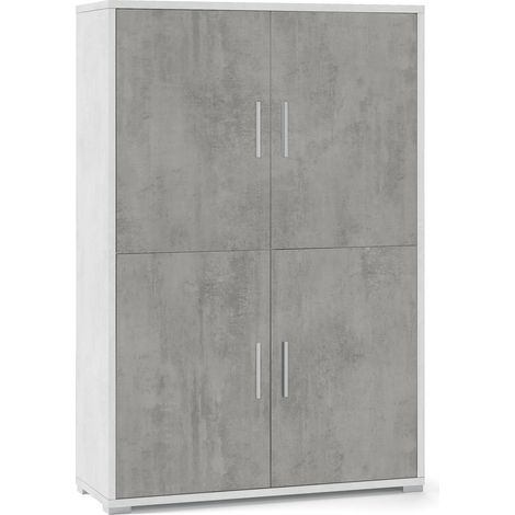 Mobile con 4 Ante 108x161x41 cm Ossido Bianco/Cemento (1/3)