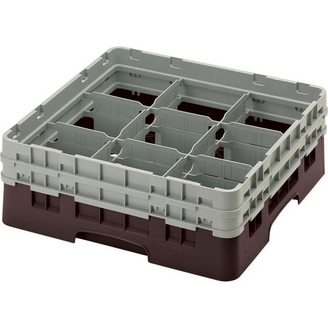 Casiers de lavage - 9 compartiments verres - Haut max 13.3 cm - 50 x 50 x 18.4 cm - Lot de 4 - Cambro