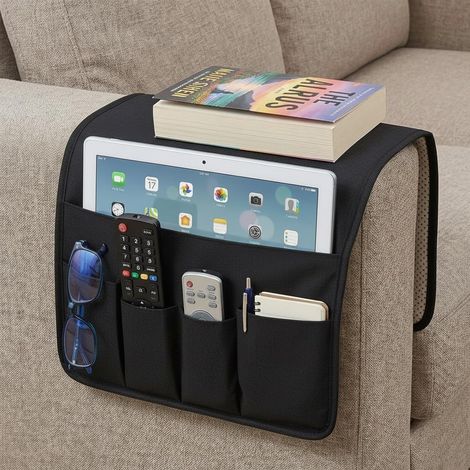 Organiseur d'Accoudoir de Canapé, Antidérapant, 5 Poches, Sofa Fauteuil Sac de Rangement à Suspendre D'accoudoir, pour (1/5)