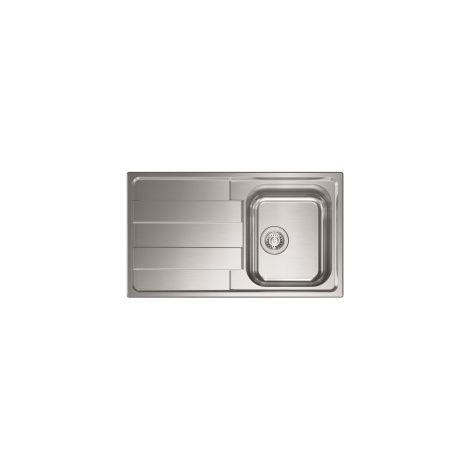 CM 015723 LEVANTE Lavello montato su piano 1 vasca Acciaio inox satinato con scolapiatti posizionabile (86x50 cm) colore Argento (1/5)