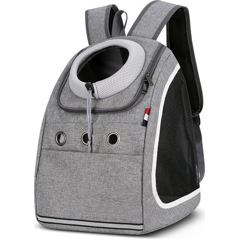 Sac à dos pour chien gris - Transport portable confortable et respirant pour petit chien, chaton, voyage, randonnée, camping (1/5)