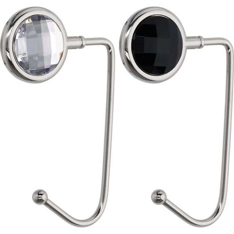 2 Pcs Crochet de Sac à Main   Accroche Rigide Zinc en Aluminium   Porte Sac pour Table Bureau   Suspension Sac à Main Petits Objets   Noir Blanc argenté