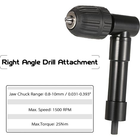 Ej.Life rechtwinkliges Bohrfutter, 90° selbstspannender Adapter für Bohrer, Schraubendreher, Winkelbohrer-Adapter