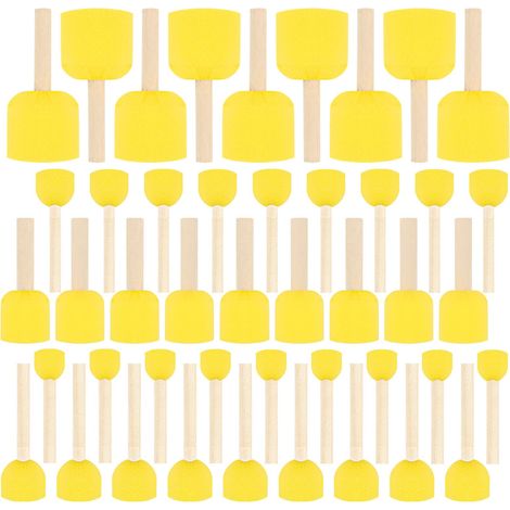 Pinceau en Mousse, 45 Pièces Pinceaux Éponge Peinture avec Manche Bois, 5 Tailles Reusable Poignée en Éponge Peinture pour Artisanale Pochoir Art Cire Craie (1/5)
