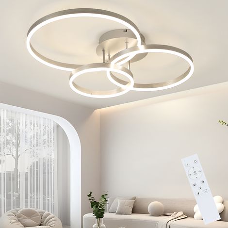 GBLY LED Deckenlampe Deckenleuchte Wohnzimmer - Wohnzimmerlampe Dimmbar 82CM Modern Design Gold 74W Schlafzimmerlampe mit Fernbedienung 3 Ring aus Acryl Deckenbeleuchtung für Schlafzimmer Küche