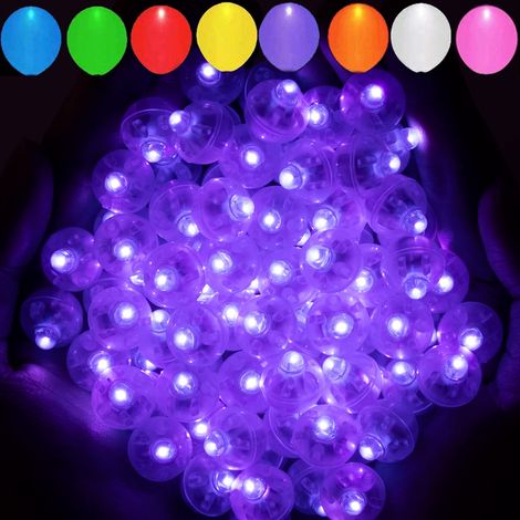 Lot de 200 guirlandes lumineuses violettes pour ballons avec crochet, longue autonomie, mini-lumières étanches pour décoration (flash) - Idéales pour anniversaires, mariages, Noël, Halloween et Pâques (1/5)